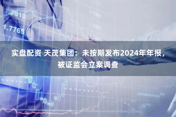 实盘配资 天茂集团：未按期发布2024年年报，被证监会立案调查